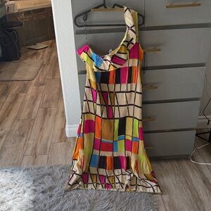 One-Shoulder Patchwork Maxi Dress in Multicolor